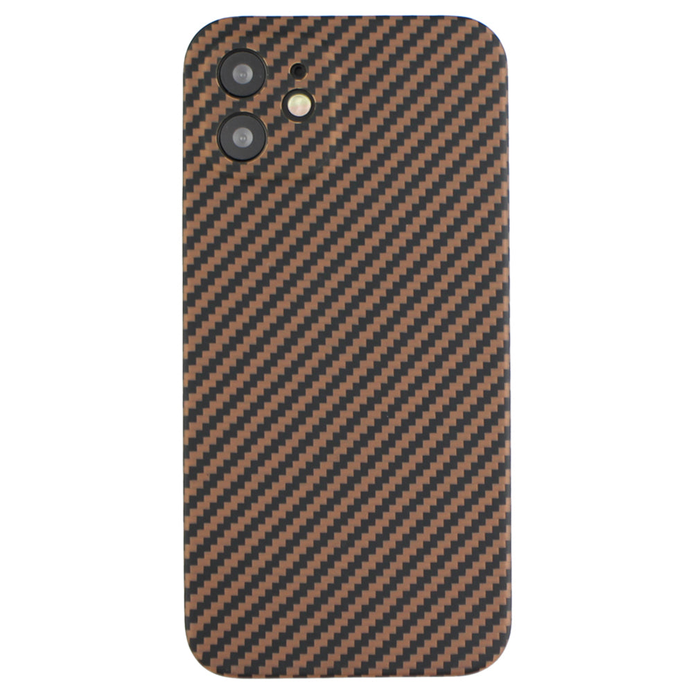 Protective Cover for iPhone 12 6.1 inch Fall Proof Precise Cutout Carbon Fiber Texture Aramid Fiber Back Case - Black Gold Protective Cover for iPhone 12 6.1 inch Fall Proof Precise Cutout Carbon Fiber Texture Aramid Fiber Back Case - Black Gold
